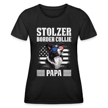 Hundepapa STOLZER BORDER COLLIE PAPA Hundebesitzer - Frauen Funktions-T-Shirt - Schwarz - Vorne - AI Model Female 172 light (172cm)