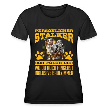 Berger Australien PERSONNEL STALKER Drôle - T-shirt sport Femme - noir - Devant - AI Model Female 172 light (172cm)