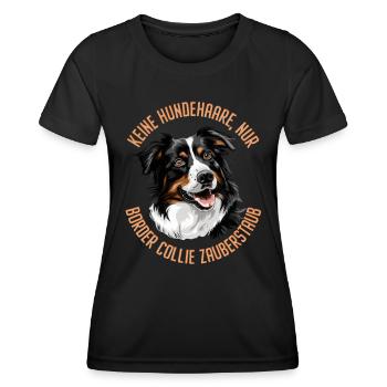 Border Collie KEINE HUNDEHAARE NUR BORDER COLLIE - Frauen Funktions-T-Shirt - Schwarz - Vorne - AI Model Female 172 light (172cm)