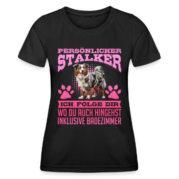 Berger Australien PERSONNEL STALKER Drôle - T-shirt sport Femme - noir - Devant - AI Model Female 172 light (172cm)