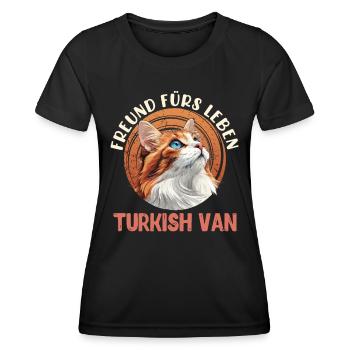 FOURGON TURC AMI POUR LA VIE Propriétaire de chat - T-shirt sport Femme - noir - Devant - AI Model Female 172 light (172cm)