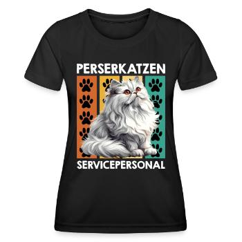 PERSERKATZEN SERVICEPERSONAL Lustiges Perser - Frauen Funktions-T-Shirt - Schwarz - Vorne - AI Model Female 172 light (172cm)