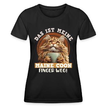 Katzenbesitzer DAS IST MEINE MAINE COON FINGER WEG - Frauen Funktions-T-Shirt - Schwarz - Vorne - AI Model Female 172 light (172cm)