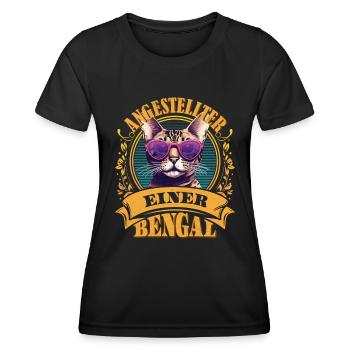 Bengalkatzen Besitzer Lustig ANGESTELLTER EINER - Frauen Funktions-T-Shirt - Schwarz - Vorne - AI Model Female 172 light (172cm)