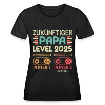 FUTURE DAD LEVEL 2025 Vintage Player Dad - Women's Functional T-Shirt - black - Front - AI Model Female 172 light (172cm)