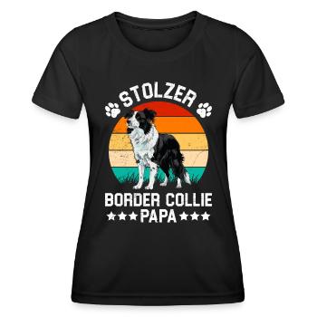 Hundepapa STOLZER BORDER COLLIE PAPA Hundebesitzer - Frauen Funktions-T-Shirt - Schwarz - Vorne - AI Model Female 172 light (172cm)