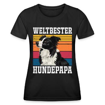 Border Collie WORLD'S BEST DOG DAD Border Collie - Women's Functional T-Shirt - black - Front - AI Model Female 172 light (172cm)
