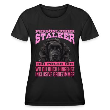 Neufundländer PERSÖNLICHER STALKER FOLGE DIR - Frauen Funktions-T-Shirt - Schwarz - Vorne - AI Model Female 172 light (172cm)