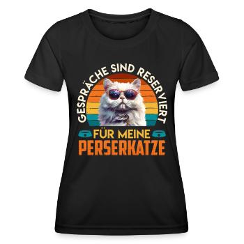 Chats Persans LES CONVERSATIONS SONT RÉSERVÉES À MON - T-shirt sport Femme - noir - Devant - AI Model Female 172 light (172cm)