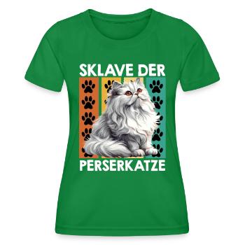 Katzenbesitzer SKLAVE DER PERSERKATZE Lustiges - Frauen Funktions-T-Shirt - Kelly Green - Vorne - AI Model Female 172 dark (172cm)
