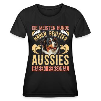 AUSSIES HAVE STAFF MOST DOGS HAVE - Women's Functional T-Shirt - black - Front - AI Model Female 172 light (172cm)