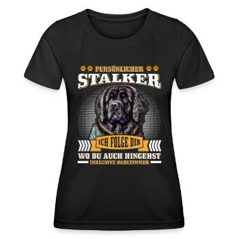 Newfie PERSONAL STALKER Lustiges Neufundländer - Frauen Funktions-T-Shirt - Schwarz - Vorne - AI Model Female 172 light (172cm)