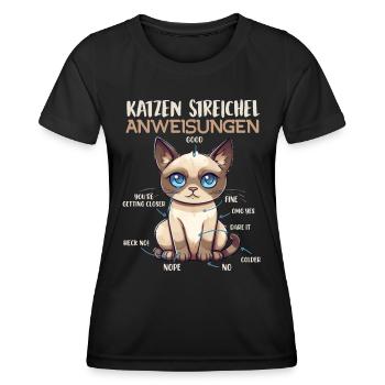 Siamese Cats PETTING INSTRUCTIONS Fun - Women's Functional T-Shirt - black - Front - AI Model Female 172 light (172cm)