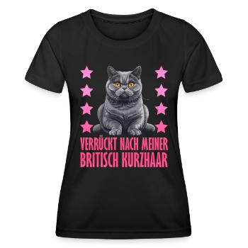 British Shorthair CRAZY ABOUT MY BRITISH - Women's Functional T-Shirt - black - Front - AI Model Female 172 light (172cm)