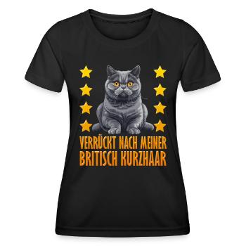 British Shorthair CRAZY ABOUT MY BRITISH - Women's Functional T-Shirt - black - Front - AI Model Female 172 light (172cm)