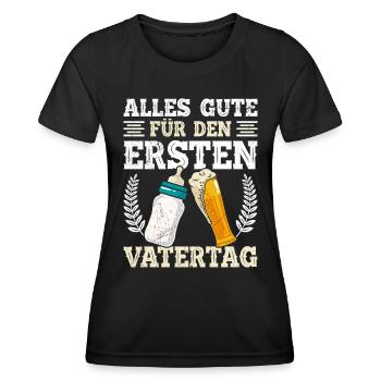 BONNE PREMIÈRE FÊTE DES PÈRES 2025 Papa - T-shirt sport Femme - noir - Devant - AI Model Female 172 light (172cm)