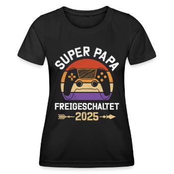 Futur papa SUPER PAPA DÉBLOQUÉ - T-shirt sport Femme - noir - Devant - AI Model Female 172 light (172cm)
