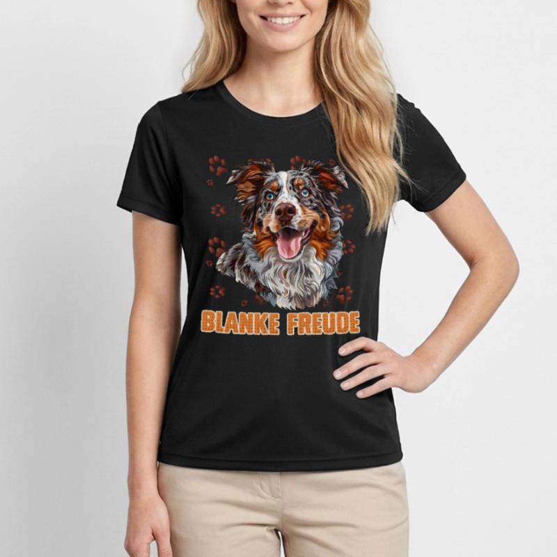 Australian Shepherd BLANKE FREUDE Aussie Frauen Funktions-T-Shirt