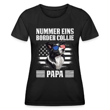 Border Collie NUMBER ONE BORDER COLLIE PAPA - T-shirt sport Femme - noir - Devant - AI Model Female 172 light (172cm)