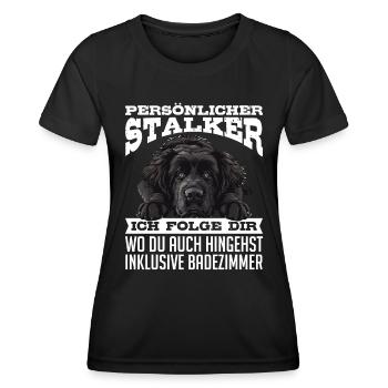 Neufundländer PERSÖNLICHER STALKER FOLGE DIR - Frauen Funktions-T-Shirt - Schwarz - Vorne - AI Model Female 172 light (172cm)