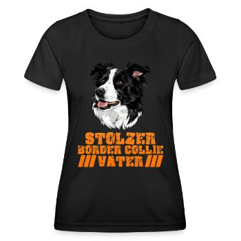 Hundepapa STOLZER BORDER COLLIE VATER Vintage - Frauen Funktions-T-Shirt - Schwarz - Vorne - AI Model Female 172 light (172cm)