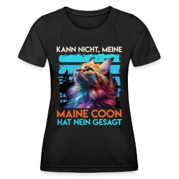 Maine Coon CAN'T MAINE COON SAYS NO - Women's Functional T-Shirt - black - Front - AI Model Female 172 light (172cm)