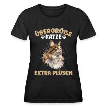 Maine Coon PLUS SIZE CAT EXTRA Plush Funny - Women's Functional T-Shirt - black - Front - AI Model Female 172 light (172cm)