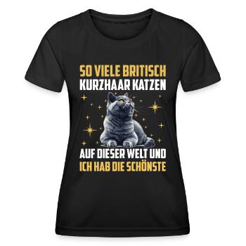 British Shorthair SO MANY BRITISH SHORTHAIRS - Women's Functional T-Shirt - black - Front - AI Model Female 172 light (172cm)