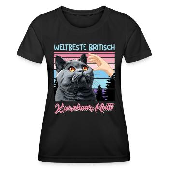Britisch Kurzhaar WELTBESTE BRITISCH KURZHAAR - Frauen Funktions-T-Shirt - Schwarz - Vorne - AI Model Female 172 light (172cm)
