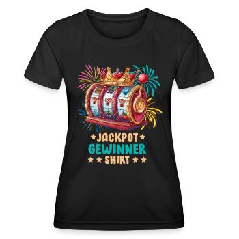 Spielautomat JACKPOT GEWINNER SHIRT 777 Casino - Frauen Funktions-T-Shirt - Schwarz - Vorne - AI Model Female 172 light (172cm)