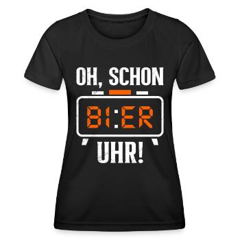 Schon wieder Bier Uhr Biertrinker Bierbrauer - Frauen Funktions-T-Shirt - Schwarz - Vorne - AI Model Female 172 light (172cm)