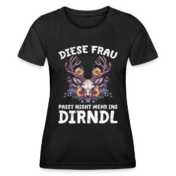 Dirndl zu klein Trachtenshirt Damen Trachten Dirndl - T-shirt sport Femme - noir - Devant - AI Model Female 172 light (172cm)