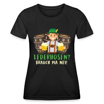 PANTALON EN CUIR ? CUSTOM MA NED Funny Munich - T-shirt sport Femme - noir - Devant - AI Model Female 172 light (172cm)