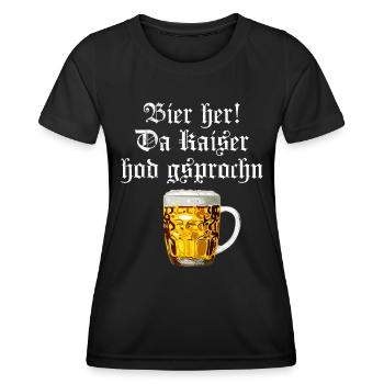 La bière ici, l’empereur a parlé - T-shirt sport Femme - noir - Devant - AI Model Female 172 light (172cm)
