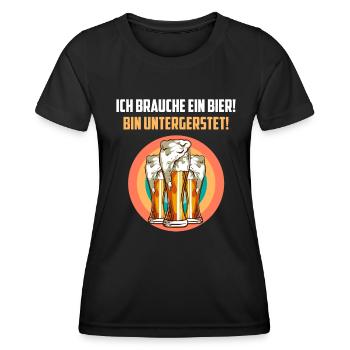 Ich brauche ein Bier ich bin untergersted - Frauen Funktions-T-Shirt - Schwarz - Vorne - AI Model Female 172 light (172cm)