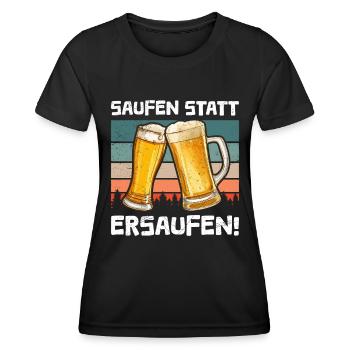 Boire de la bière au lieu de la noyer - T-shirt sport Femme - noir - Devant - AI Model Female 172 light (172cm)