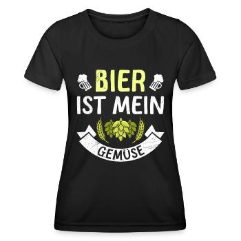 Bier ist mein Gemüse Lustiger Bier Spruch - Frauen Funktions-T-Shirt - Schwarz - Vorne - AI Model Female 172 light (172cm)