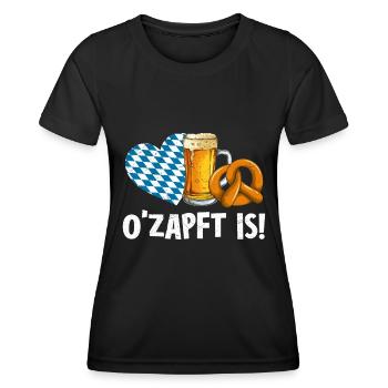 O'Zapft is Bier Trink Spruch Bierzelt - Frauen Funktions-T-Shirt - Schwarz - Vorne - AI Model Female 172 light (172cm)