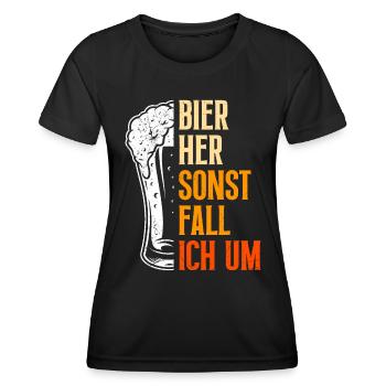 Bière ici ou je tombe - T-shirt sport Femme - noir - Devant - AI Model Female 172 light (172cm)