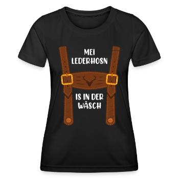 Mon Lederhosen est dans le remplacement de la lessive Costume traditionnel - T-shirt sport Femme - noir - Devant - AI Model Female 172 light (172cm)