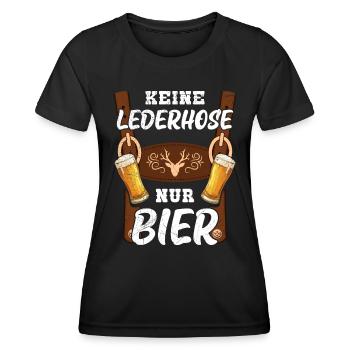 No Lederhosen, just beer, beer drinkers, Bavaria - Women's Functional T-Shirt - black - Front - AI Model Female 172 light (172cm)