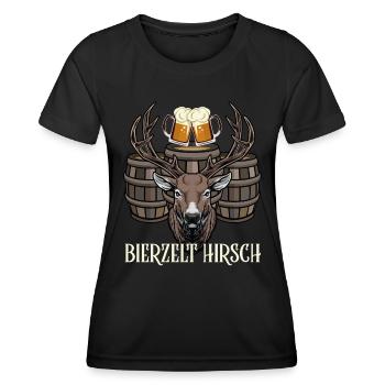 Bierzelt Hirsch - Frauen Funktions-T-Shirt - Schwarz - Vorne - AI Model Female 172 light (172cm)