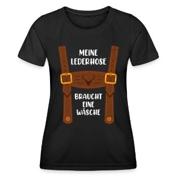Mon Lederhosen est dans le remplacement de la lessive Costume traditionnel - T-shirt sport Femme - noir - Devant - AI Model Female 172 light (172cm)