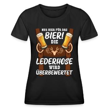 No Lederhosen, just drink beer, Bavarian - Women's Functional T-Shirt - black - Front - AI Model Female 172 light (172cm)
