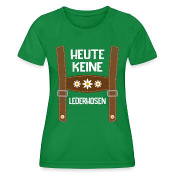 I dag uten Lederhosen erstatningsdrakt for menn - Funksjons-T-skjorte for kvinner - kelly grønn - Foran - AI Model Female 172 dark (172cm)