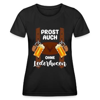 Meine Lederhosen sind zu Hause Bier Trinker - Frauen Funktions-T-Shirt - Schwarz - Vorne - AI Model Female 172 light (172cm)