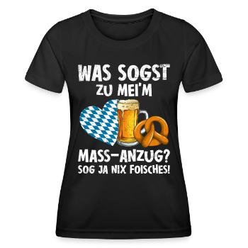 Was sagst zu meinem Mass-Anzug? - Frauen Funktions-T-Shirt - Schwarz - Vorne - AI Model Female 172 light (172cm)