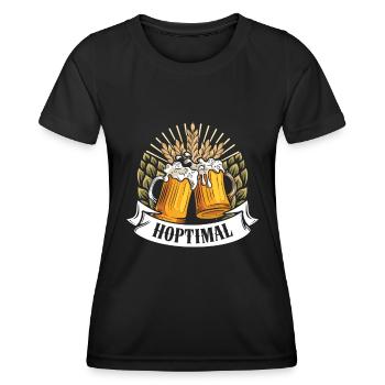 Munich Folk Festival HOPTIMAL Funny Beer Fan - Women's Functional T-Shirt - black - Front - AI Model Female 172 light (172cm)