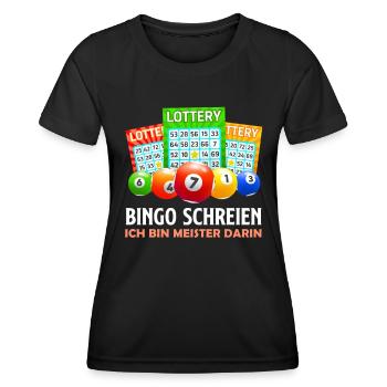 BINGO CRIER JE SUIS UN MAÎTRE DANS CE DOMAINE DRÔLE - T-shirt sport Femme - noir - Devant - AI Model Female 172 light (172cm)