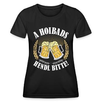Münchner Volksfest A HOIBADS HENDL BITTE - Frauen Funktions-T-Shirt - Schwarz - Vorne - AI Model Female 172 light (172cm)